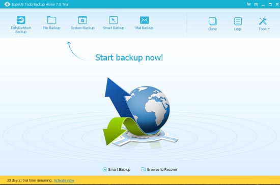 Easeus Todo Backup Home 7 main screen