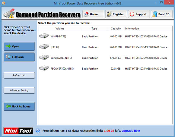 Damaged partition recovery